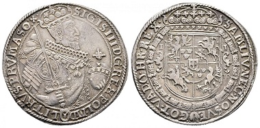 Sigismund III as King of Poland. Reichstaler 1630, Bromberg. From Künker auction eLive 50 (2018), no. 292.