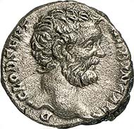 Denarius of Clodius Albinus as Caesar. Rome, 194-195. Rev. Minerva pacifera. RIC 7. From auction sale Gorny & Mosch 181 (2009), no. 2261.