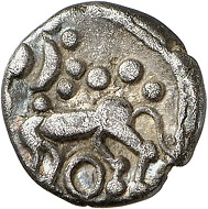 Quinarius. From the Eberhard Link collection. Very fine. Estimate: 125 EUR. From Künker auction 312 (8 October 2018), no. 1987.