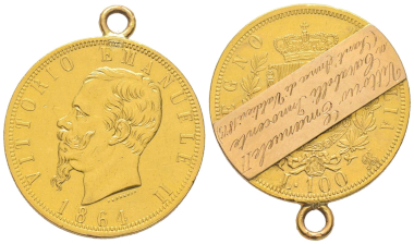 No. 1745 – A coin with a handwritten note stating that the collector received it as a gift from King Victor Emmanuel III, who was a famous coin collector himself. Estimate: 1,000 euros.