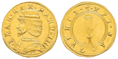 No. 1166 – Mantua. Francesco II Gonzaga, 1484-1519. Ducato, 1484-1495. Extremely rare. FDC. Estimate: 30,000 euros.