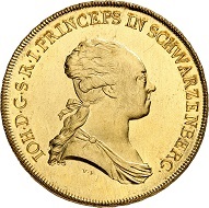 No. 561: Schwarzenberg. Johann Nepomuk von Schwarzenberg. 10 ducats 1783, Vienna. Extremely rare. Almost FDC. Estimate: 25,000 euros. Price realized: 130,000 euros.
