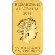 Australia - 15 AUD - 0,080oz 999 gold - 2.501 g - 22.60 x 13.60 mm - Mintage: Mint-to-oder - Designer: Darryl Bellotti.