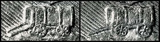 Pic. 7: Detail from the reverse of two 1-pond-coins from 1892 and 1894.