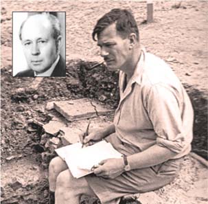 Co-founders of the CCI: Derek Allen, inset, and Sheppard Frere, seen here at Verulamium, 1958, former capital of king Tasciovanos