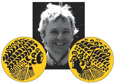 John Sills, researcher on Celtic coins and convenor of Oxford conference, with his die drawings of two Gallo-Belgic Broad Flan gold staters, ABC 1 and 4, c. 175-120 BC. Photo: John Sills.