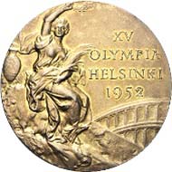 Gold medal of the Olympic Games 1952 in Helsinki from the possession of László Budai. The item will be auctioned off on November 22, 2011, at the company Rapp in Wil and is estimated at CHF 4,000 to 6,000.