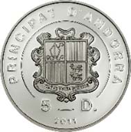 Principality of Andorra - 5 Diner - 925 Silver - 25.00 g - 38.61 mm - Mintage: 2.500.