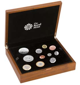 The 2012 Premium Proof Set is encased within a walnut-veneer presentation case.
