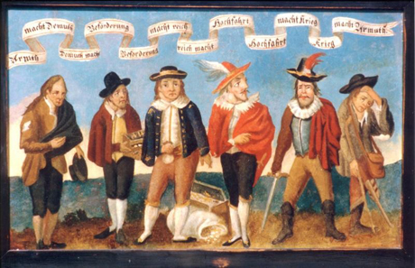 'The eternal cycle'. Oil on wood, 29 x 48 cm, c. 1800, anonymous. Photo: Bezirksmuseum Stockerau.