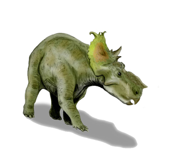 Pachyrhinosaurus lakustai, a ceratopsian from the Late Cretaceous of North America, pencil drawing, digital coloring by Nobu Tamura /Wikipedia.