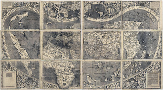 The world map of Martin Waldseemüller from 1507 indicated the recently discovered continent for the first time 'America.' Source: Wikipedia.