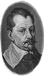 Albrecht von Wallenstein. Part of a portrait by Anthony Van Dyck, 1629 from a younger reprint. Source: Wikipedia.