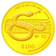 Singapore / S$100 / 1oz 999 gold / 33 mm / Mintage: 2,000.