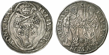 Julius II, Pope 1503-1513. Giulio undated, Rome. From Künker auction 217 (2012), 2645.