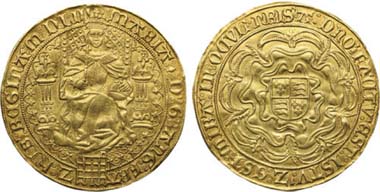 1007. Mary I, 1553-1554, Gold Fine Sovereign, 1553. Realized: $84,240.