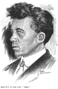 A sketch of explorer Vilhjamur Stefansson in half profile from the right, c.1915. Profile shot of Rudolph Martin Anderson, before 1921. Sources: Wikipedia.