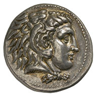 Alexander III, King of Macedonia (336?323 BC). Drachm, Sardis, 332-323 BC. Head of Heracles with lion scalp, facing right. Rev. Zeus upon his throne, facing left, an eagle upon his outstretched right hand; in the left field, the mint mark kantharos. © MoneyMuseum, Zurich.